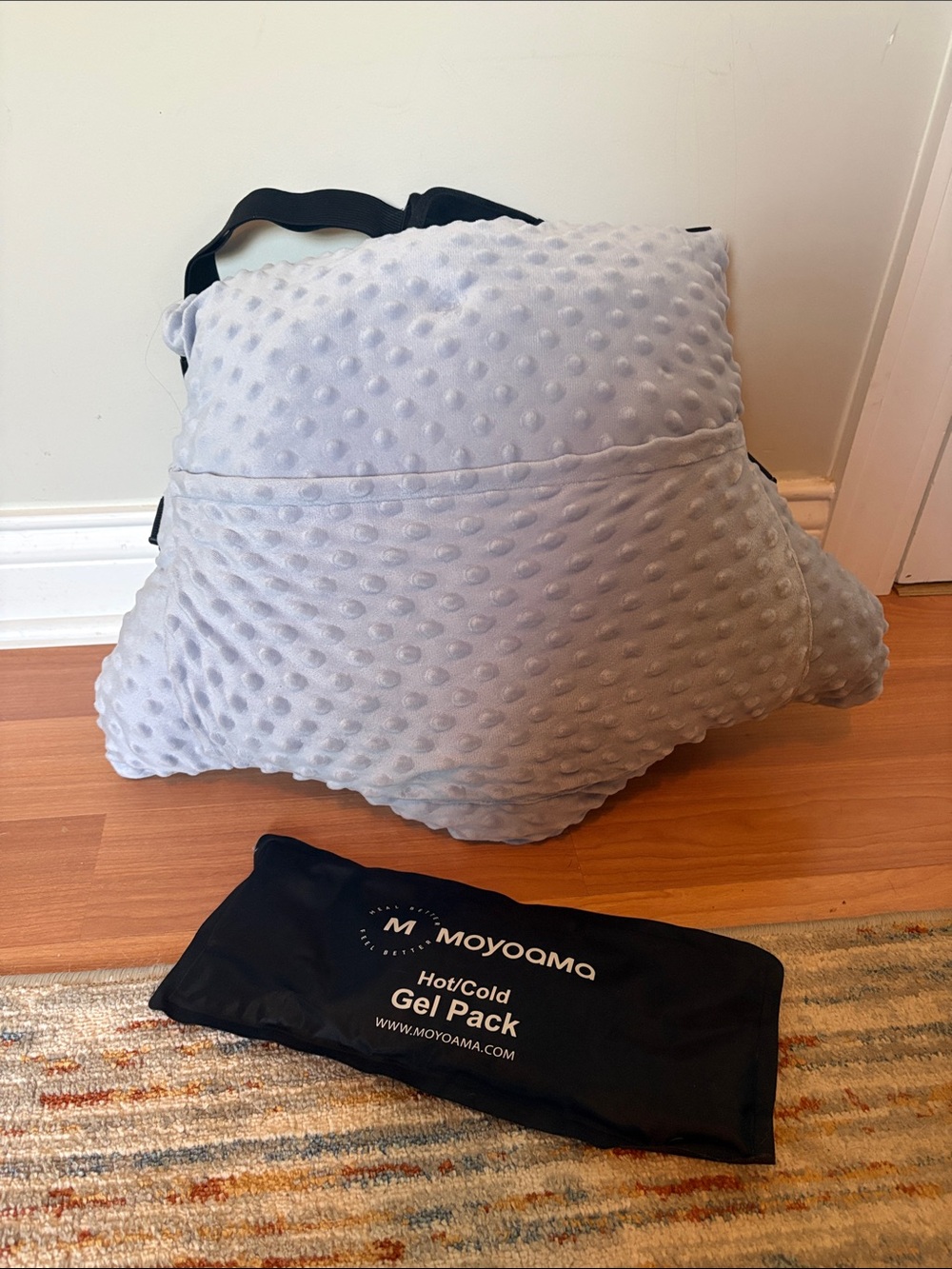 Light Gray Travel Pillow with Removable Hot/Cold Gel Pack